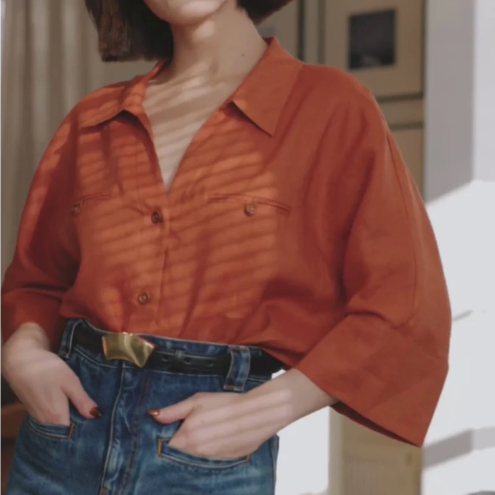 Petite Studio NYC x SuggyL | Antoine Linen Blouse - Ginger | L